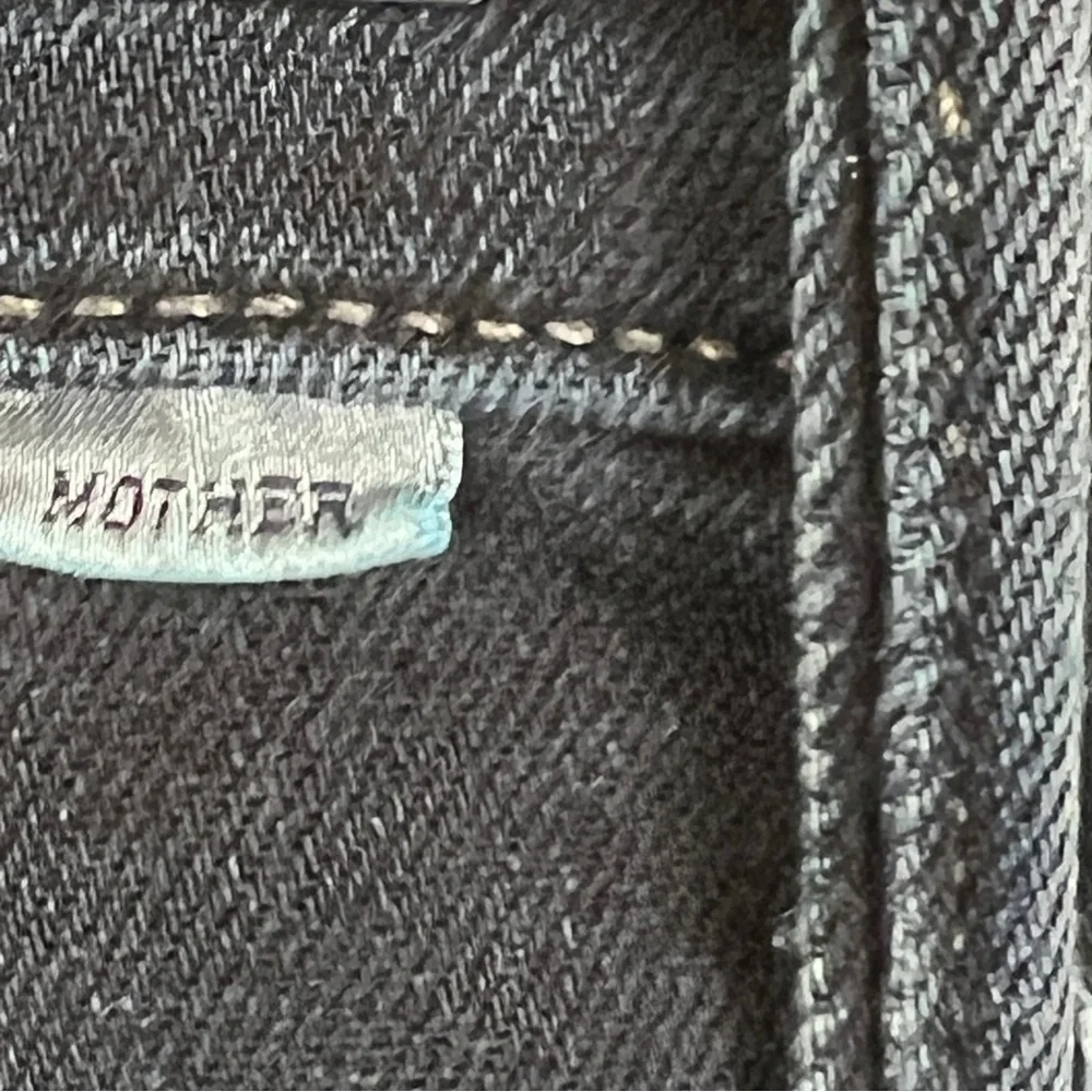 MOTHER The Stunner Zip Two Step Fray Dark Wash High Rise Jeans in Last Call